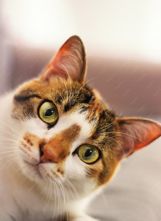 clean cat white and goldengreen